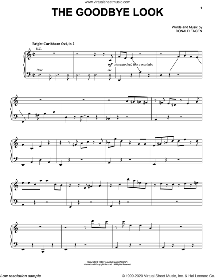 The Goodbye Look sheet music for voice, piano or guitar by Donald Fagen, intermediate skill level