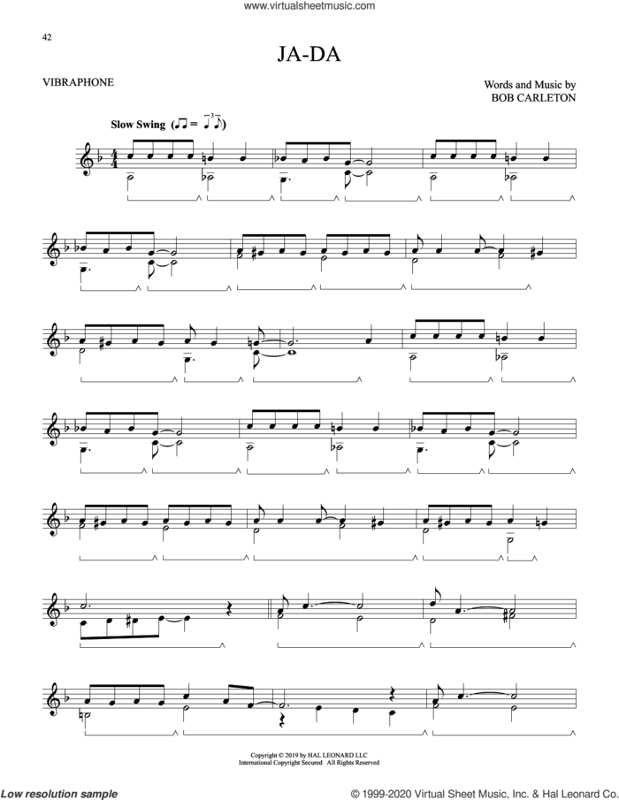 Ja-Da sheet music for Vibraphone Solo by Bob Carleton, intermediate skill level