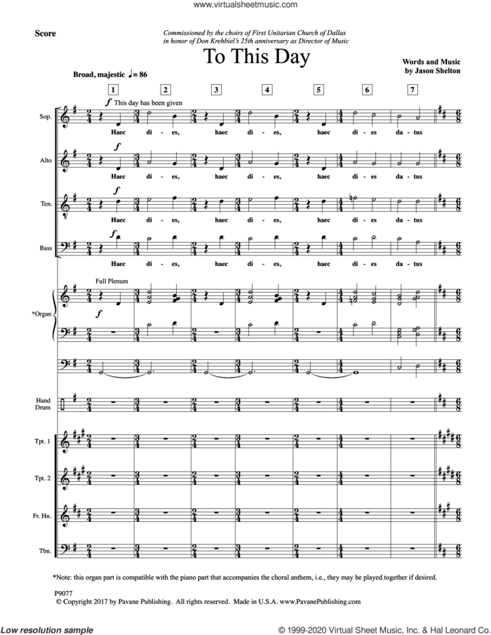 To This Day (COMPLETE) sheet music for orchestra/band (Instrumental Accompaniment) by Jason Shelton, intermediate skill level