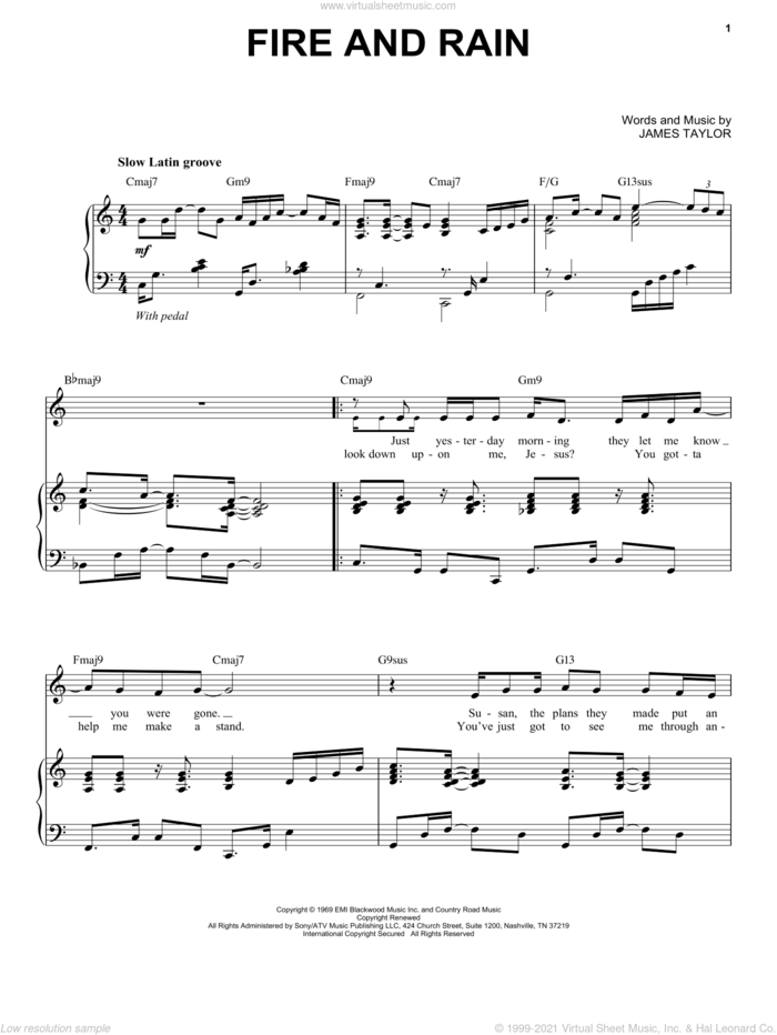 Fire And Rain [Jazz version] (arr. Brent Edstrom) sheet music for voice and piano (High Voice) by James Taylor, intermediate skill level