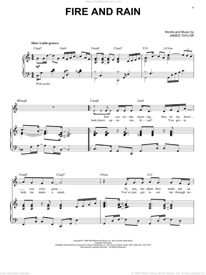 Fire And Rain [Jazz version] (arr. Brent Edstrom) sheet music for voice and piano (High Voice) by James Taylor, intermediate skill level