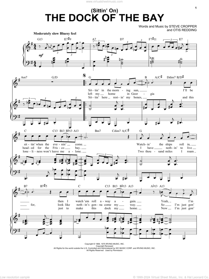 (Sittin' On) The Dock Of The Bay [Jazz version] (arr. Brent Edstrom) sheet music for voice and piano (High Voice) by Otis Redding and Steve Cropper, intermediate skill level