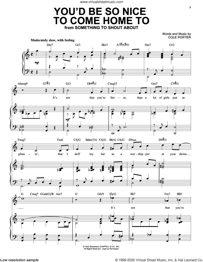 You'd Be So Nice To Come Home To [Jazz version] (from Something To Shout About) (arr. Brent Edstrom) sheet music for voice and piano by Cole Porter and Brent Edstrom, intermediate skill level
