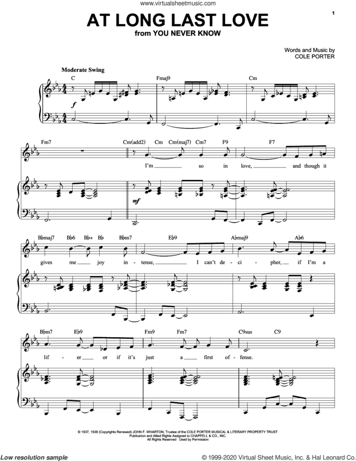 At Long Last Love [Jazz version] (from You Never Know) (arr. Brent Edstrom) sheet music for voice and piano by Cole Porter and Brent Edstrom, intermediate skill level