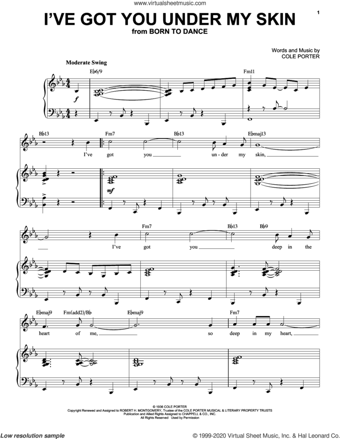 I've Got You Under My Skin [Jazz version] (from Born To Dance) (arr. Brent Edstrom) sheet music for voice and piano by Cole Porter and Brent Edstrom, intermediate skill level