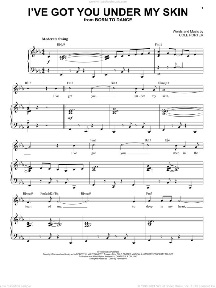 I've Got You Under My Skin [Jazz version] (from Born To Dance) (arr. Brent Edstrom) sheet music for voice and piano by Cole Porter and Brent Edstrom, intermediate skill level