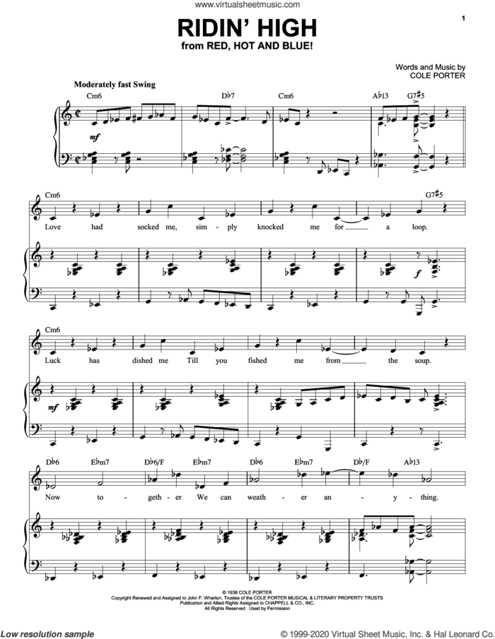 Ridin' High [Jazz version] (from Red, Hot And Blue!) (arr. Brent Edstrom) sheet music for voice and piano by Cole Porter and Brent Edstrom, intermediate skill level
