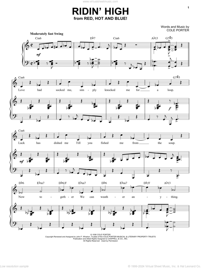 Ridin' High [Jazz version] (from Red, Hot And Blue!) (arr. Brent Edstrom) sheet music for voice and piano by Cole Porter and Brent Edstrom, intermediate skill level