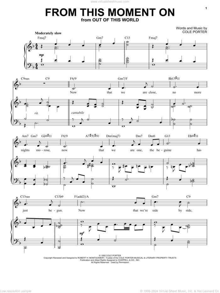 From This Moment On [Jazz version] (from Out Of This World) (arr. Brent Edstrom) sheet music for voice and piano by Cole Porter and Brent Edstrom, intermediate skill level