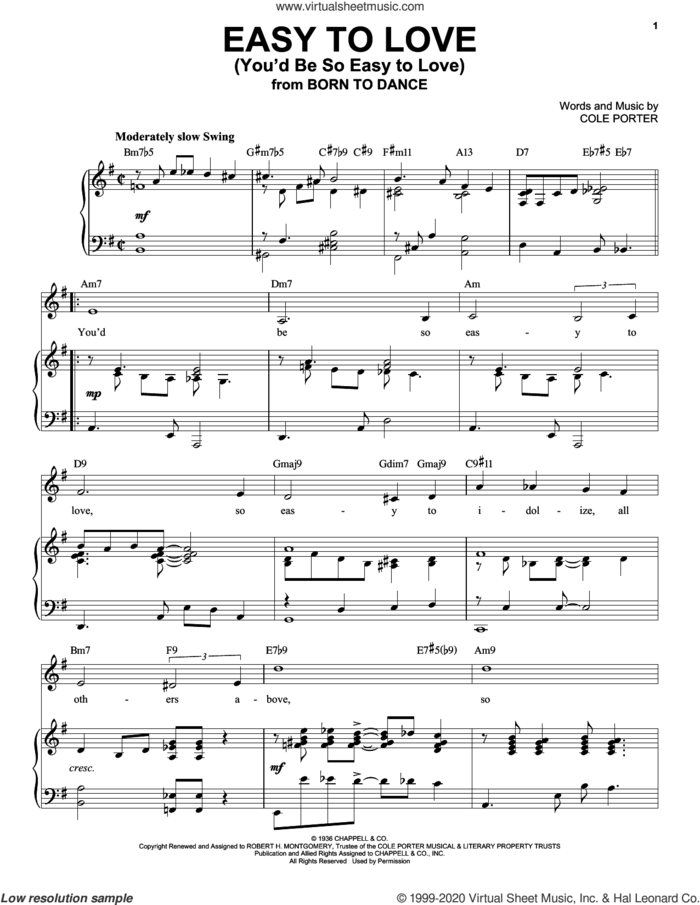 Easy To Love (You'd Be So Easy To Love) [Jazz version] (from Born To Dance) (arr. Brent Edstrom) sheet music for voice and piano by Cole Porter and Brent Edstrom, intermediate skill level