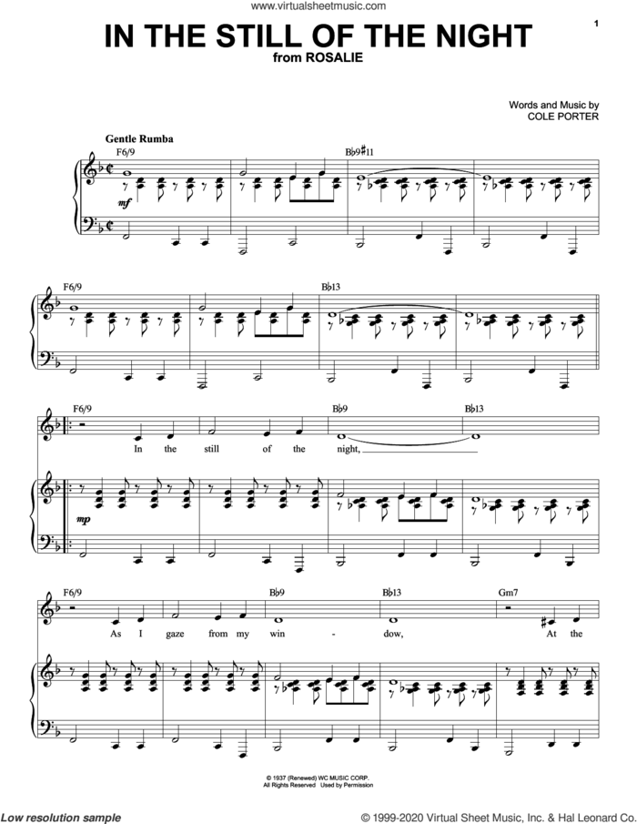 In The Still Of The Night [Jazz version] (from Rosalie) (arr. Brent Edstrom) sheet music for voice and piano by Cole Porter and Brent Edstrom, intermediate skill level