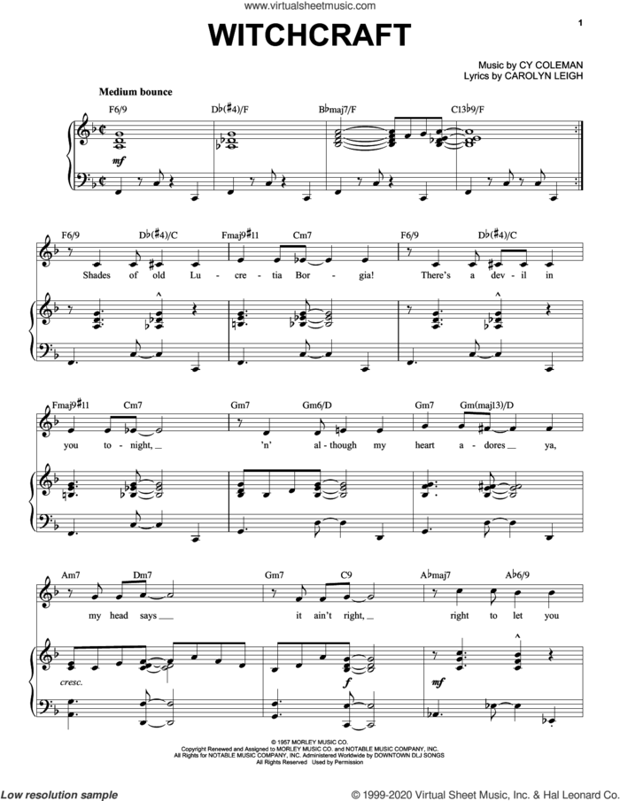Witchcraft [Jazz version] (arr. Brent Edstrom) sheet music for voice and piano (High Voice) by Cy Coleman and Carolyn Leigh, intermediate skill level