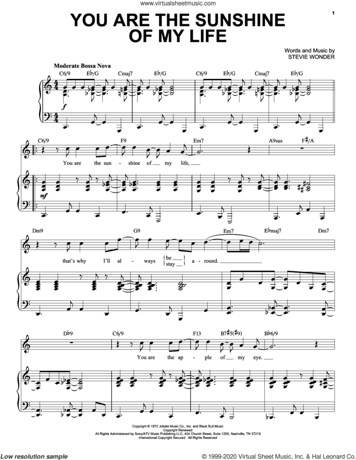 You Are The Sunshine Of My Life [Jazz version] (arr. Brent Edstrom) sheet music for voice and piano (High Voice) by Stevie Wonder, intermediate skill level