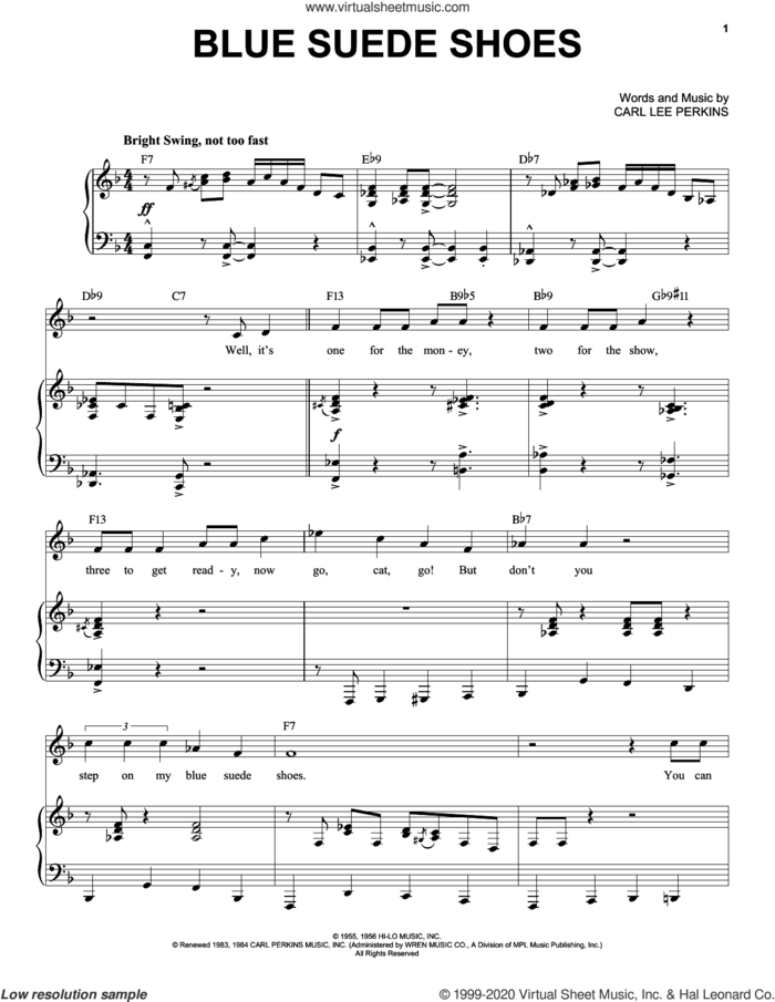 Blue Suede Shoes [Jazz version] (arr. Brent Edstrom) sheet music for voice and piano (High Voice) by Elvis Presley and Carl Perkins, intermediate skill level