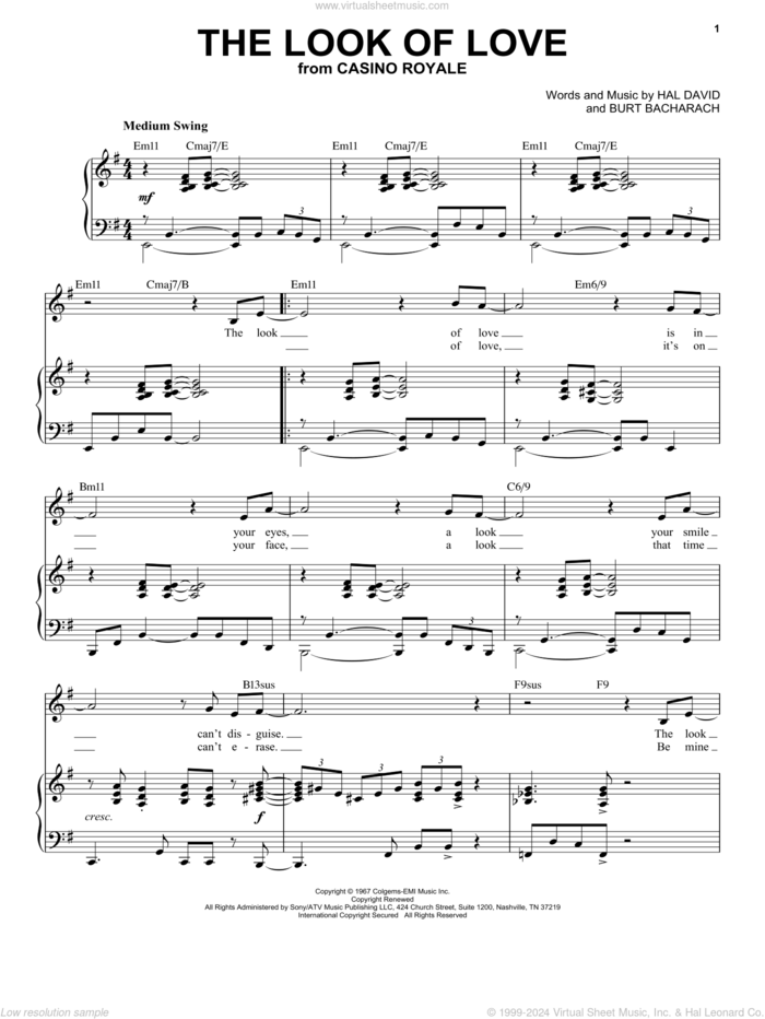 The Look Of Love [Jazz version] (arr. Brent Edstrom) sheet music for voice and piano (High Voice) by Burt Bacharach, Bacharach & David and Hal David, intermediate skill level