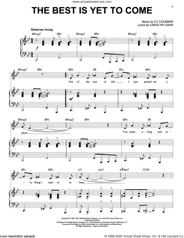 The Best Is Yet To Come [Jazz version] (arr. Brent Edstrom) sheet music for voice and piano (High Voice) by Cy Coleman and Carolyn Leigh, intermediate skill level
