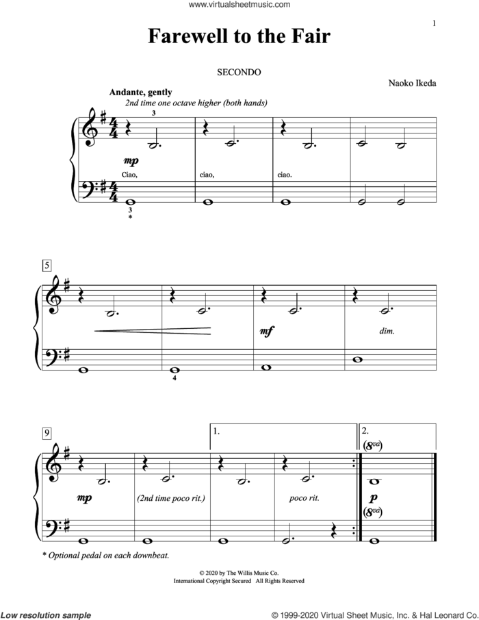 Farewell To The Fair sheet music for piano four hands by Naoko Ikeda, intermediate skill level