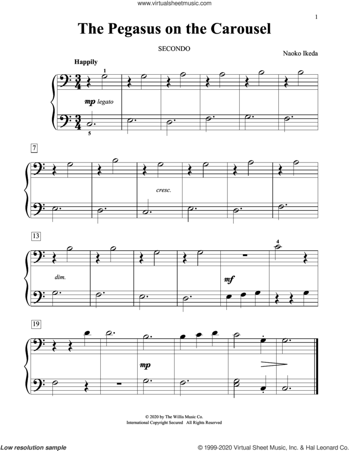 The Pegasus On The Carousel sheet music for piano four hands by Naoko Ikeda, intermediate skill level