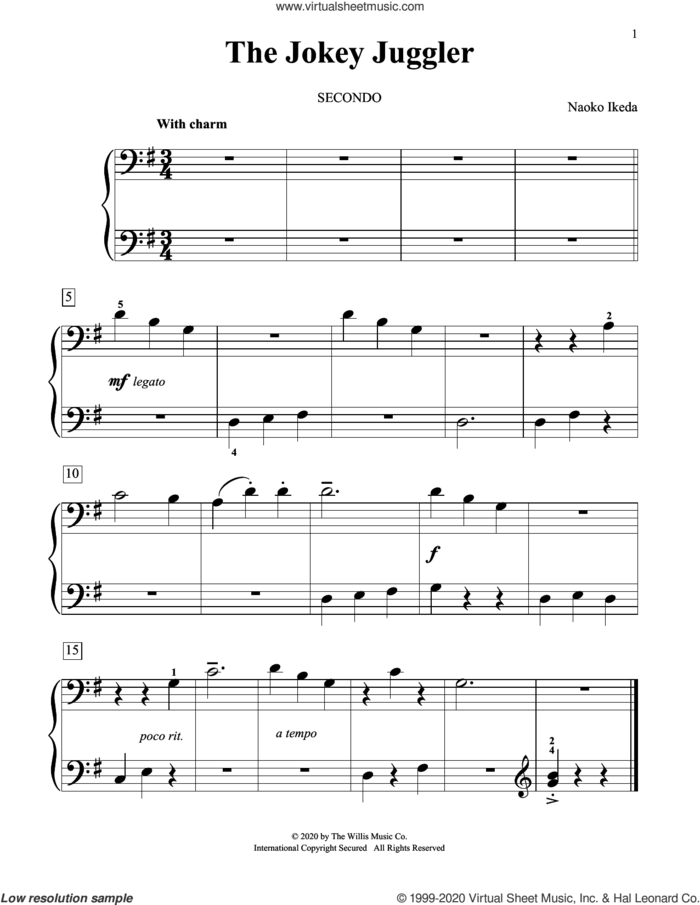 The Jokey Juggler sheet music for piano four hands by Naoko Ikeda, intermediate skill level