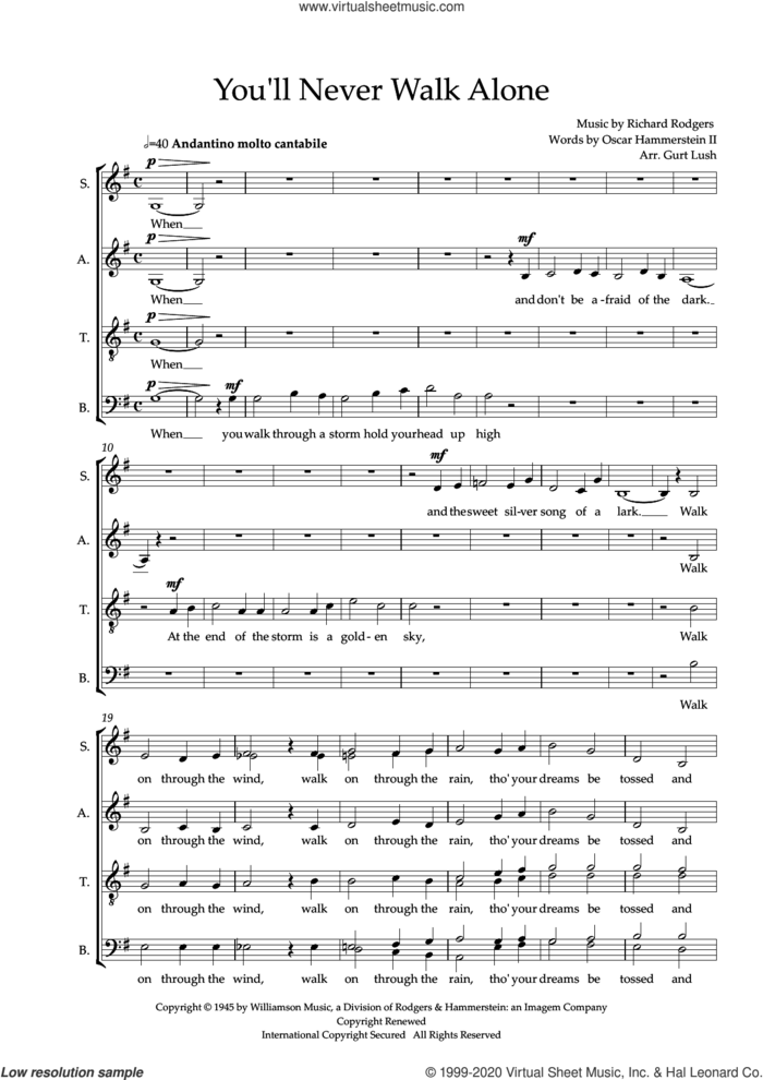You'll Never Walk Alone (arr. Sam Burns) sheet music for choir (SATB: soprano, alto, tenor, bass) by Richard Rodgers, Sam Burns, Oscar II Hammerstein and Rodgers & Hammerstein, intermediate skill level