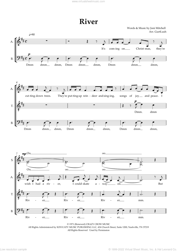 River (arr. Sam Burns) sheet music for choir (SSATB) by Joni Mitchell and Sam Burns, intermediate skill level