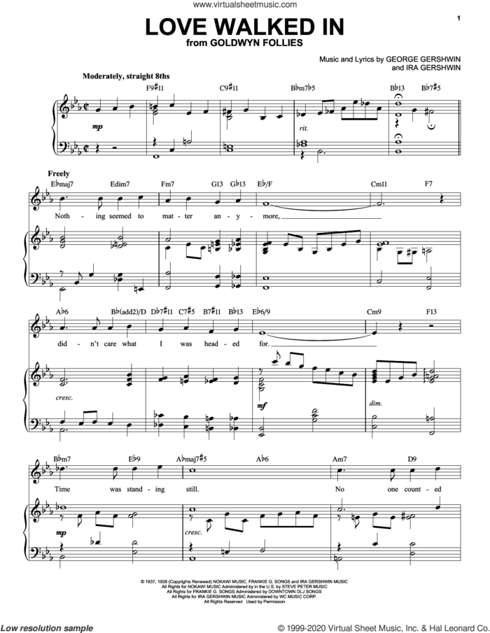 Love Walked In [Jazz version] (arr. Brent Edstrom) sheet music for voice and piano (High Voice) by George Gershwin and Ira Gershwin, intermediate skill level
