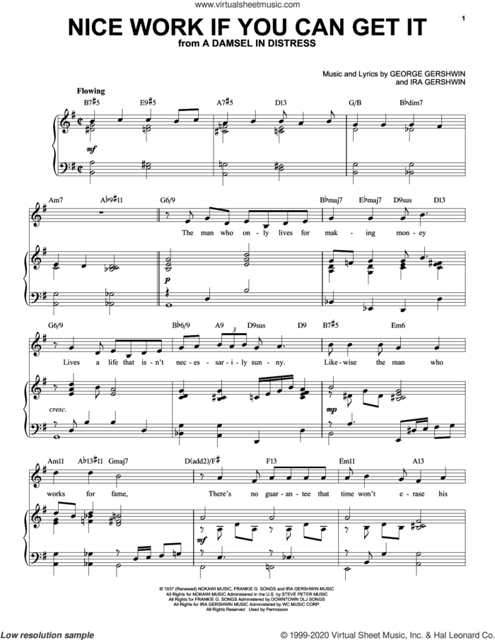 Nice Work If You Can Get It [Jazz version] (arr. Brent Edstrom) sheet music for voice and piano (High Voice) by George Gershwin and Ira Gershwin, intermediate skill level