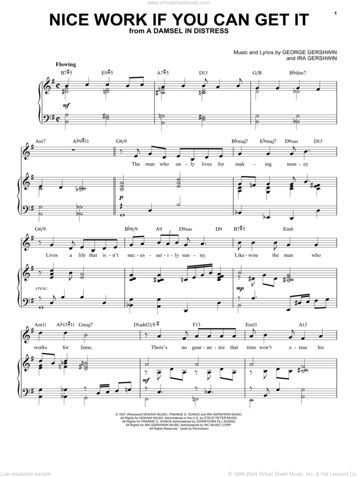 Nice Work If You Can Get It [Jazz version] (arr. Brent Edstrom) sheet music for voice and piano (High Voice) by George Gershwin and Ira Gershwin, intermediate skill level