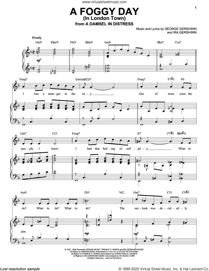 A Foggy Day (In London Town) [Jazz version] (arr. Brent Edstrom) sheet music for voice and piano (High Voice) by George Gershwin and Ira Gershwin, intermediate skill level