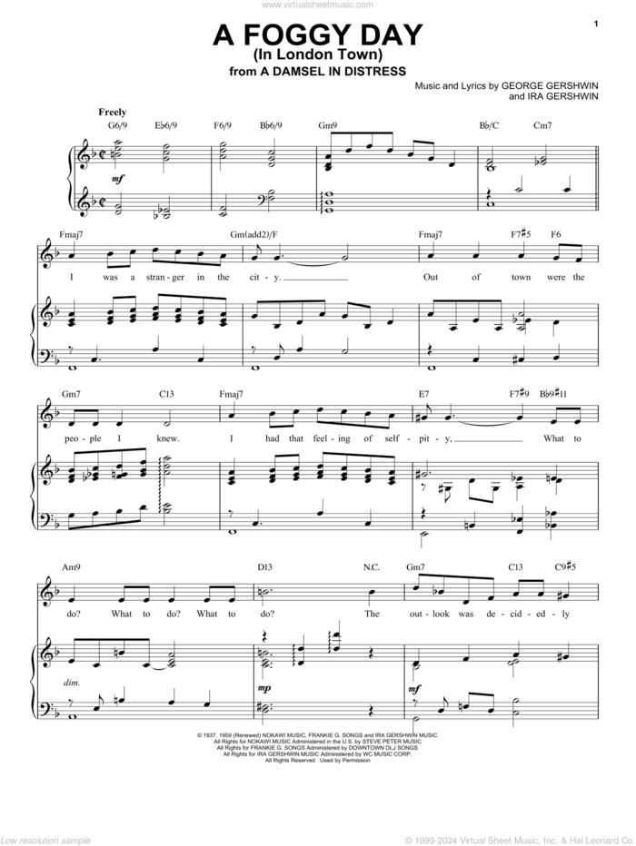 A Foggy Day (In London Town) [Jazz version] (arr. Brent Edstrom) sheet music for voice and piano (High Voice) by George Gershwin and Ira Gershwin, intermediate skill level