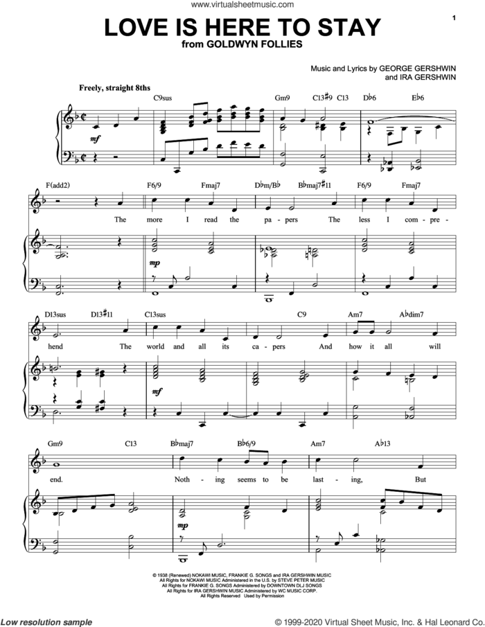 Love Is Here To Stay [Jazz version] (arr. Brent Edstrom) sheet music for voice and piano (High Voice) by George Gershwin and Ira Gershwin, intermediate skill level