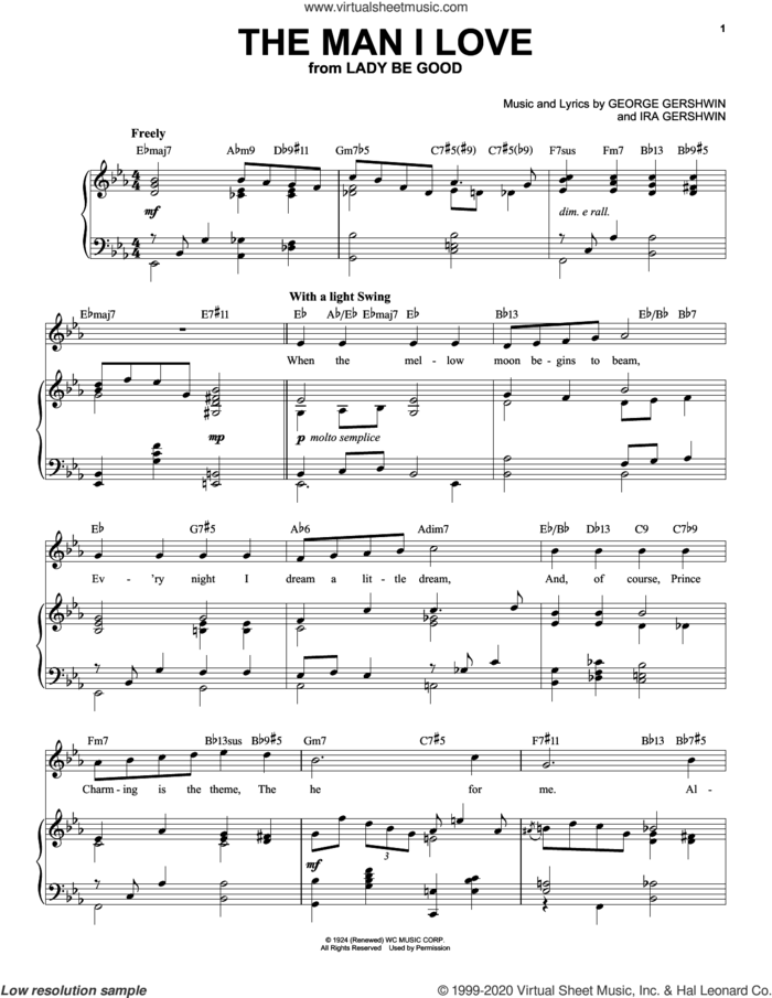 The Man I Love [Jazz version] (arr. Brent Edstrom) sheet music for voice and piano (High Voice) by George Gershwin and Ira Gershwin, intermediate skill level