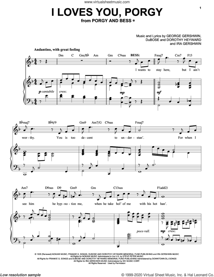 I Loves You, Porgy [Jazz version] (arr. Brent Edstrom) sheet music for voice and piano (High Voice) by George Gershwin, Dorothy Heyward, DuBose Heyward and Ira Gershwin, intermediate skill level