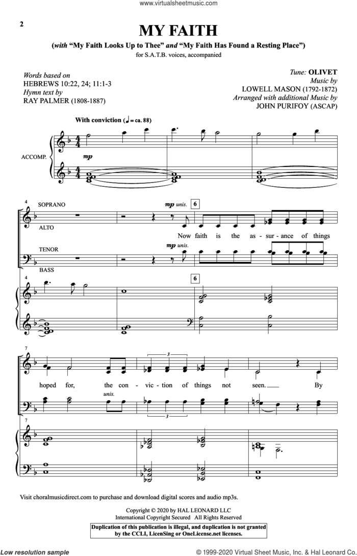 My Faith (With 'My Faith Looks Up To Thee' and 'My Faith Has Found A Resting Place') sheet music for choir (SATB: soprano, alto, tenor, bass) by John Purifoy and Miscellaneous, intermediate skill level
