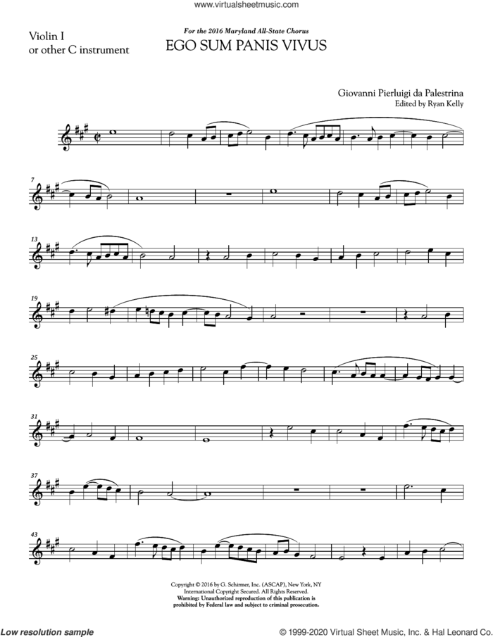 Ego sum panis vivus (ed. Ryan Kelly) (complete set of parts) sheet music for orchestra/band (Instrumental Accompaniment) by G. P. da Palestrina, John 6:48-50 and Ryan Kelly, intermediate skill level