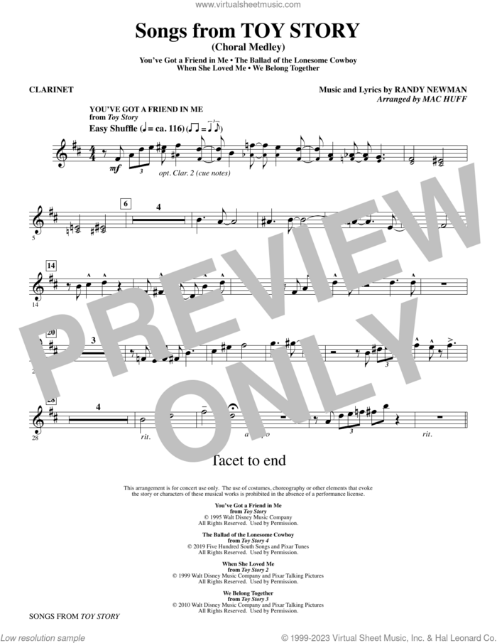 Songs from Toy Story (Choral Medley) (arr. Mac Huff) (complete set of parts) sheet music for orchestra/band by Mac Huff and Randy Newman, intermediate skill level