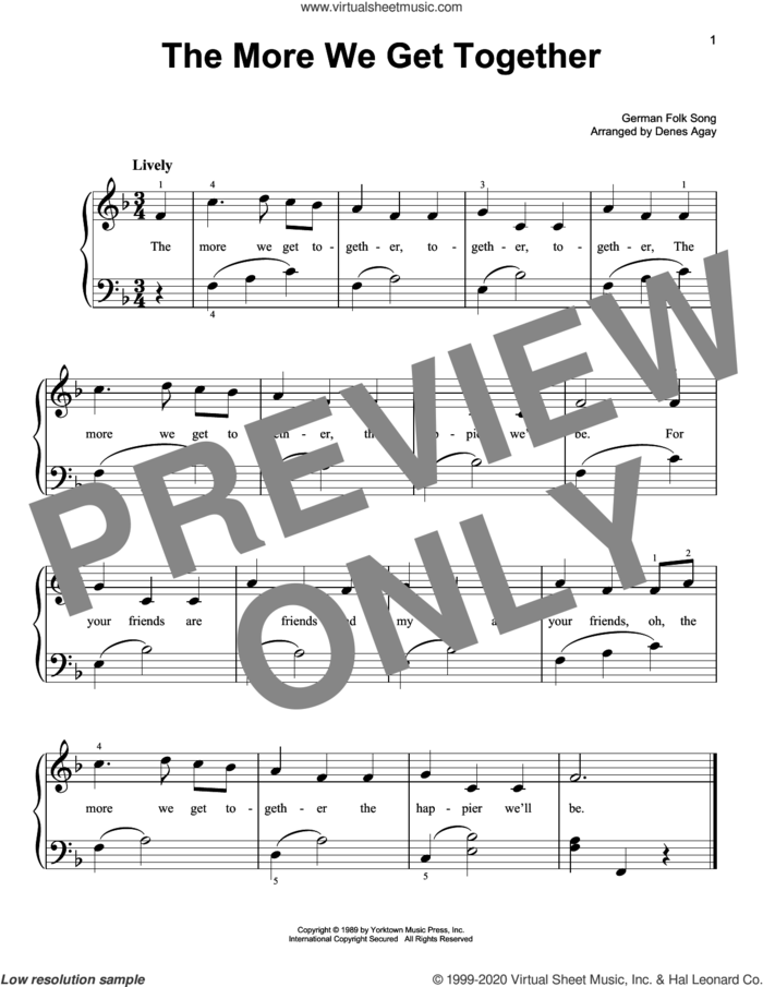 More We Get Together (arr. Denes Agay) sheet music for piano solo  and Denes Agay, easy skill level