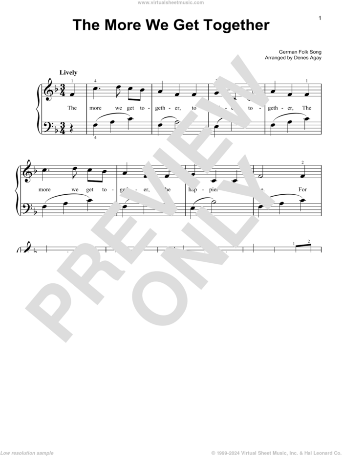 More We Get Together (arr. Denes Agay) sheet music for piano solo  and Denes Agay, easy skill level