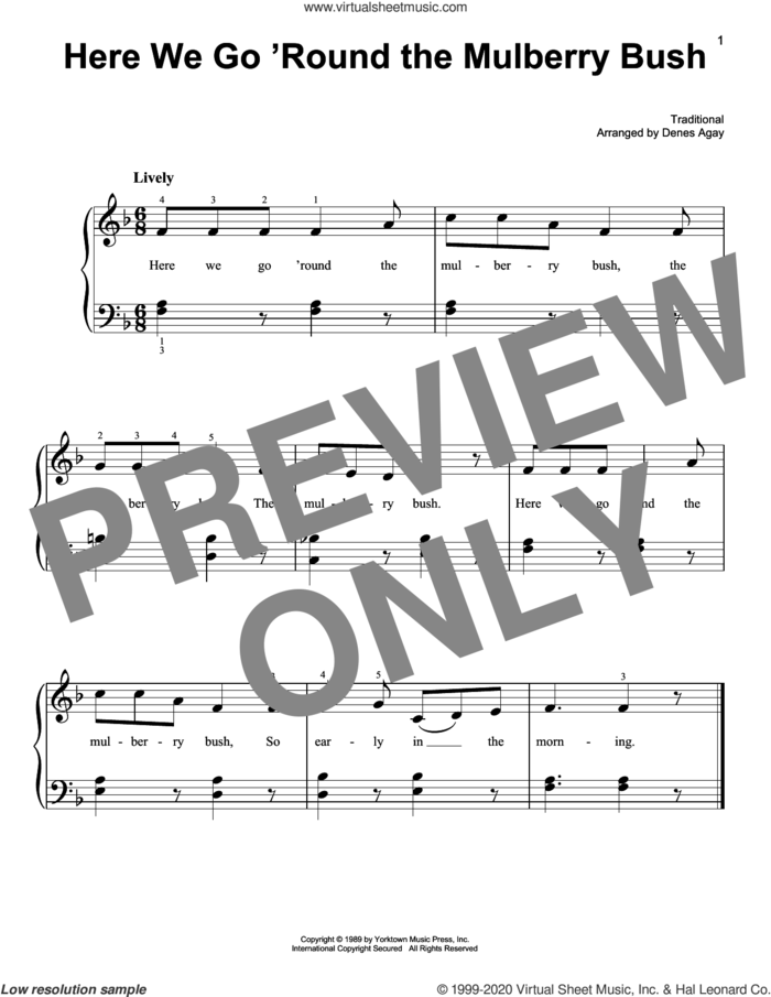Here We Go 'Round The Mulberry Bush (arr. Denes Agay) sheet music for piano solo  and Denes Agay, easy skill level