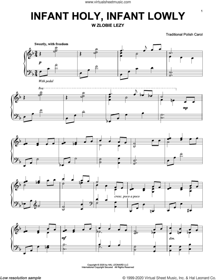 Infant Holy, Infant Lowly (arr. John Leavitt) sheet music for piano solo, intermediate skill level