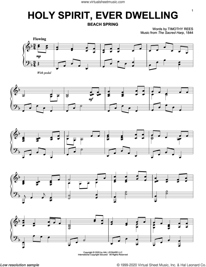 Holy Spirit, Ever Dwelling sheet music for piano solo by The Sacred Harp and Timothy Rees, intermediate skill level
