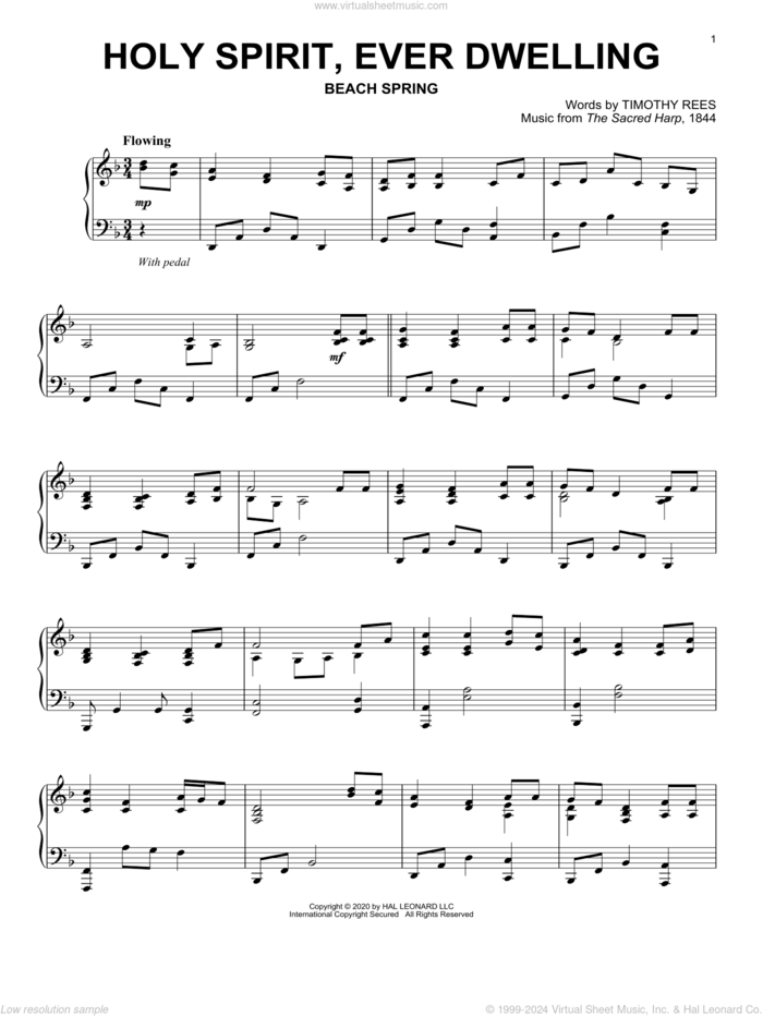 Holy Spirit, Ever Dwelling sheet music for piano solo by The Sacred Harp and Timothy Rees, intermediate skill level