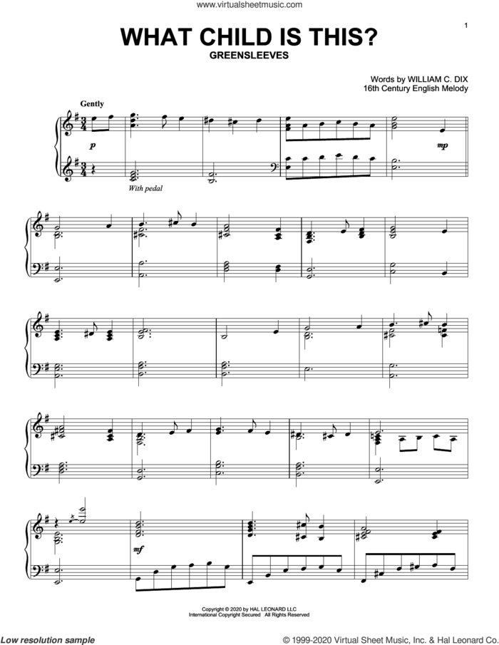 What Child Is This? sheet music for piano solo by William Chatterton Dix and Miscellaneous, intermediate skill level
