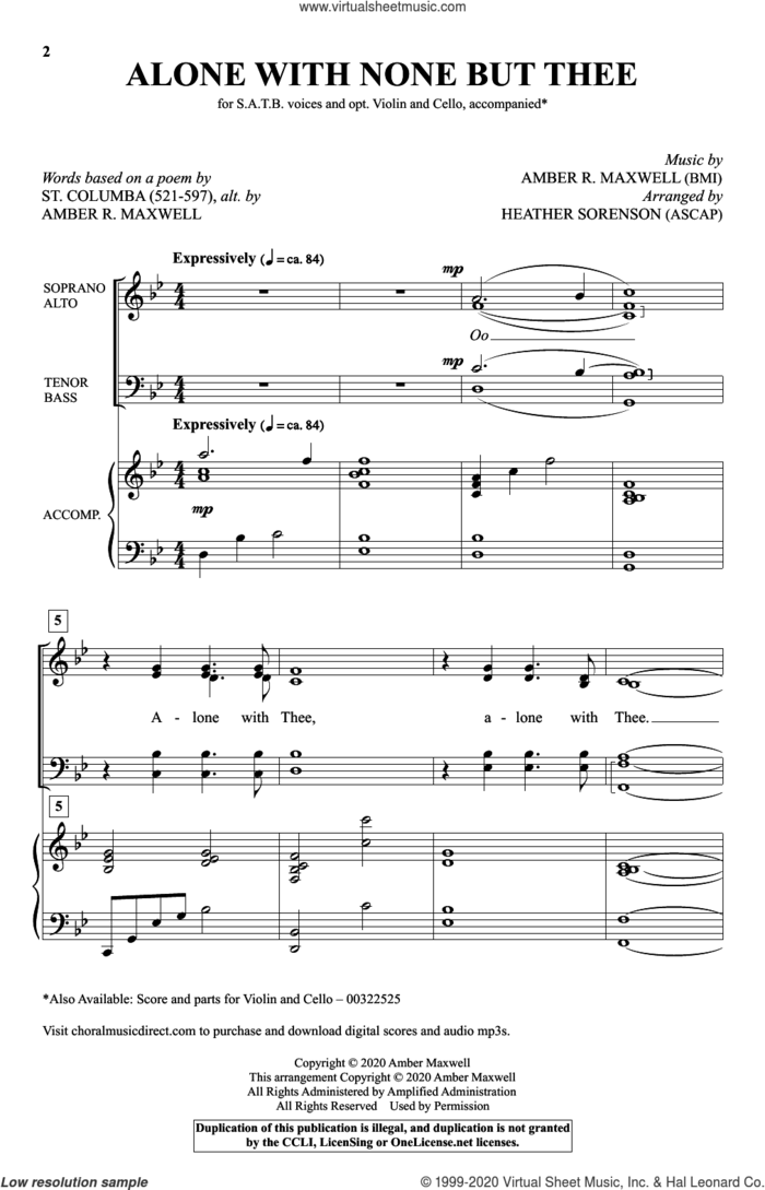 Alone With None But Thee (arr. Heather Sorenson) sheet music for choir (SATB: soprano, alto, tenor, bass) by Amber R. Maxwell, Heather Sorenson and St. Columba, intermediate skill level