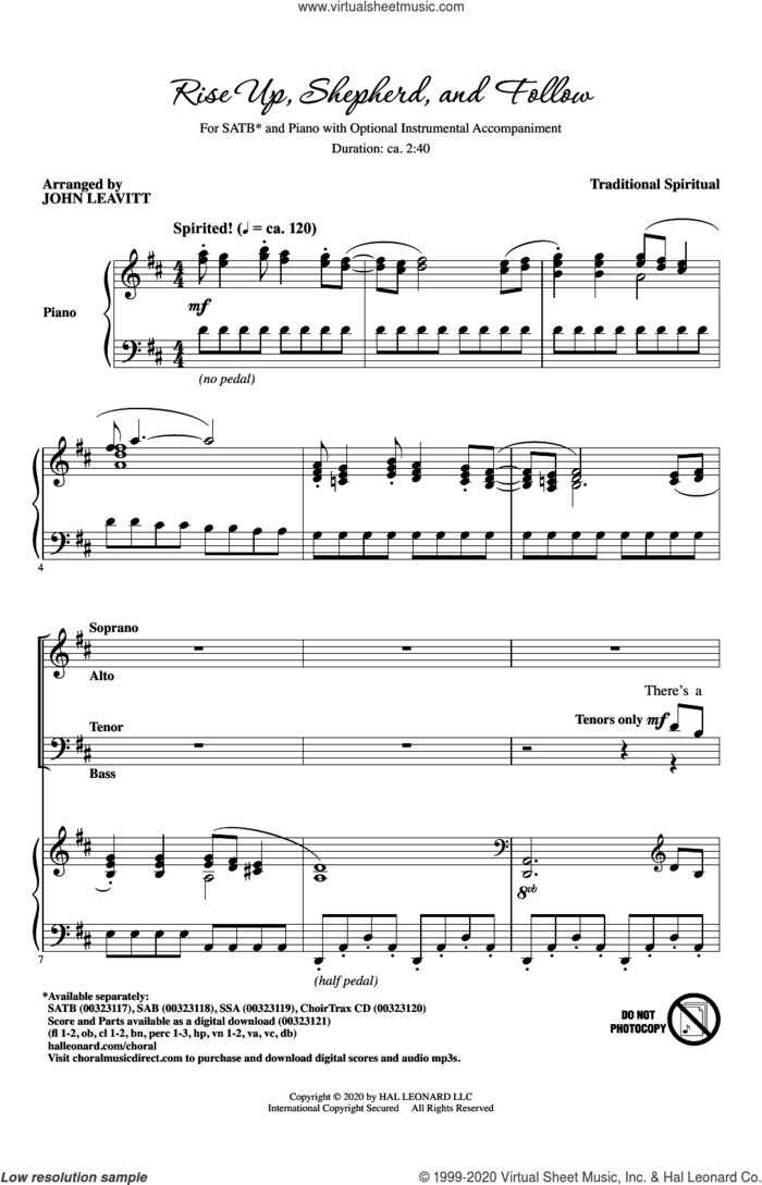 Rise Up, Shepherd, And Follow (arr. John Leavitt) sheet music for choir (SATB: soprano, alto, tenor, bass)  and John Leavitt, intermediate skill level