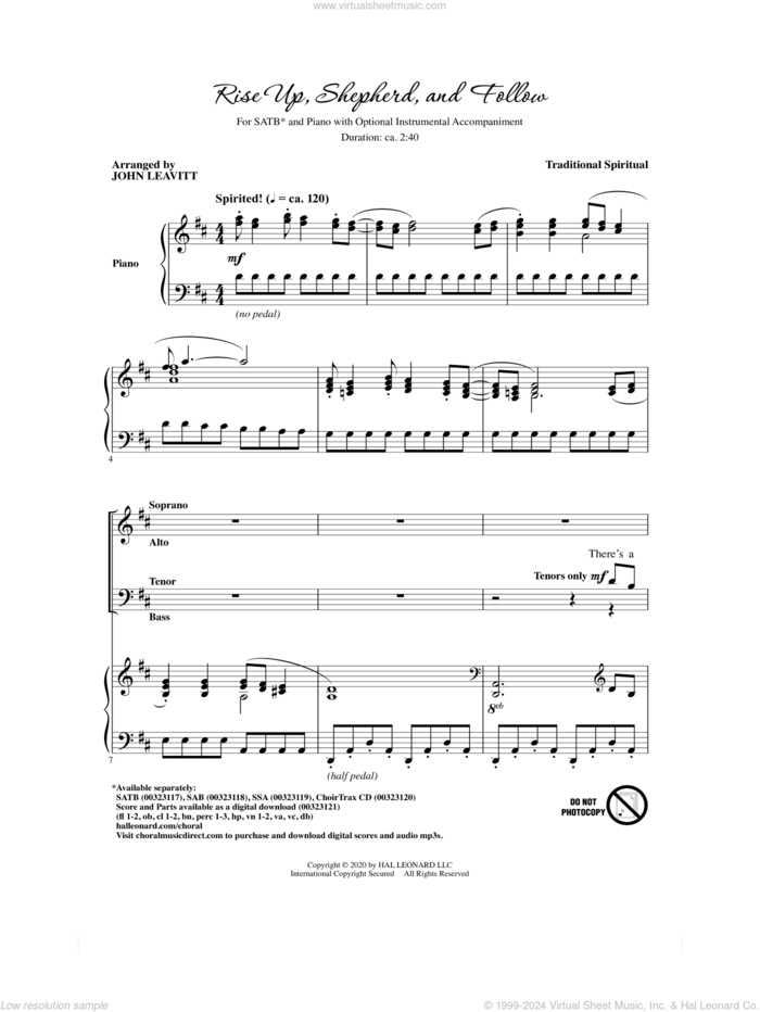 Rise Up, Shepherd, And Follow (arr. John Leavitt) sheet music for choir (SATB: soprano, alto, tenor, bass)  and John Leavitt, intermediate skill level