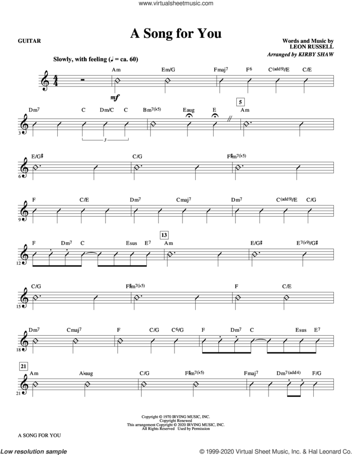 A Song for You (arr. Kirby Shaw) (complete set of parts) sheet music for orchestra/band by Kirby Shaw and Leon Russell, intermediate skill level