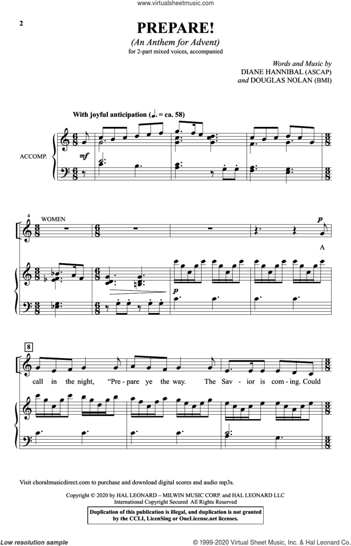 Prepare! (An Anthem For Advent) sheet music for choir (2-Part) by Douglas Nolan, Diane Hannibal and Diane Hannibal & Douglas Nolan, intermediate duet
