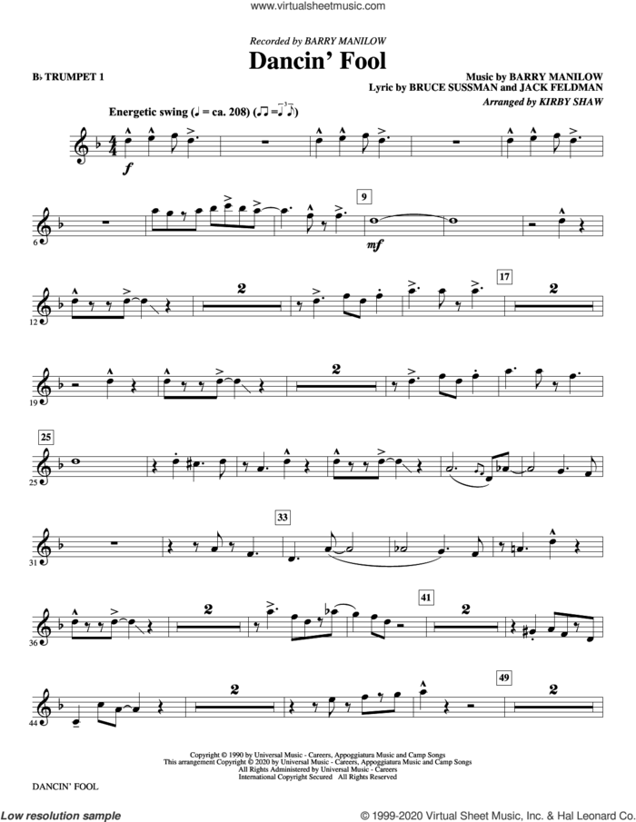 Dancin' Fool (arr. Kirby Shaw) (complete set of parts) sheet music for orchestra/band by Kirby Shaw, Barry Manilow, Bruce Sussman and Jack Feldman, intermediate skill level