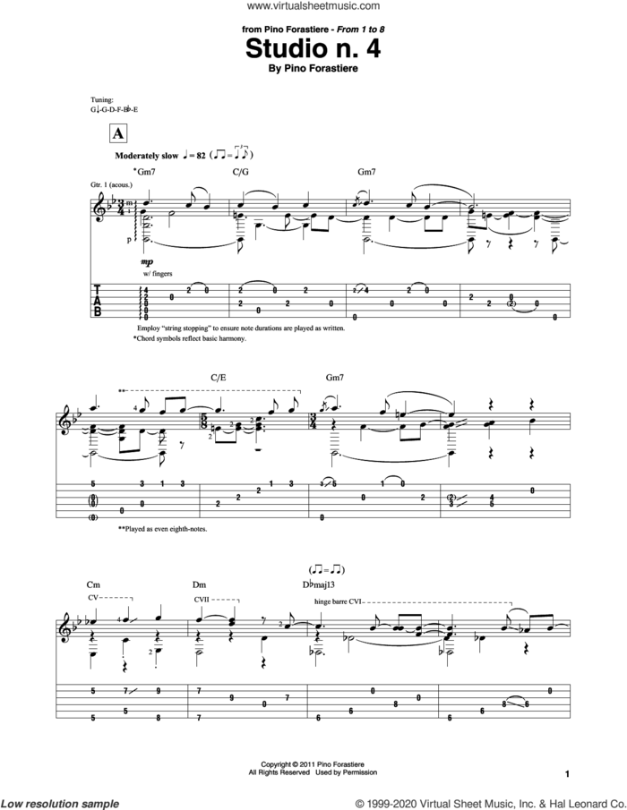 Studio n. 4 sheet music for guitar solo by Pino Forastiere, intermediate skill level